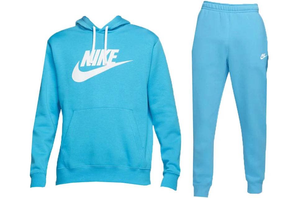 Nike Sportswear Club Fleece Pullover Hoodie & Joggers Set Baltic Blue/White/White