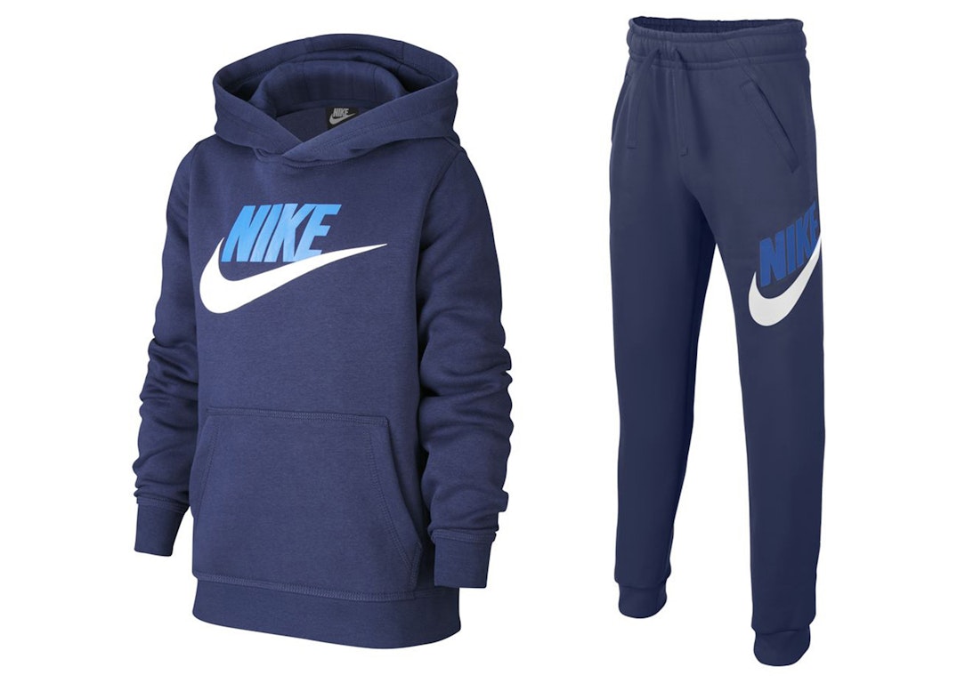 Pre-owned Nike Sportswear Club Fleece Pullover Hoodie & Joggers Set Midnight Navy
