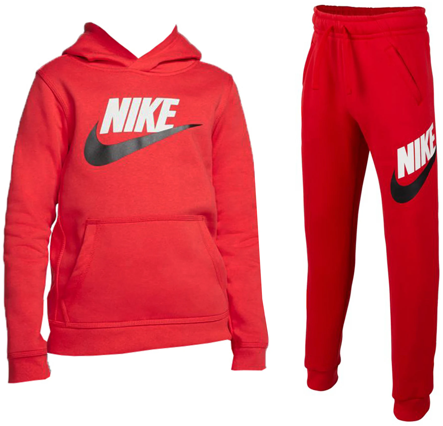 New Nike Fleece Sweat Suit Zip Up Hoodie & Joggers Men's Set Black/ Red 3XL  