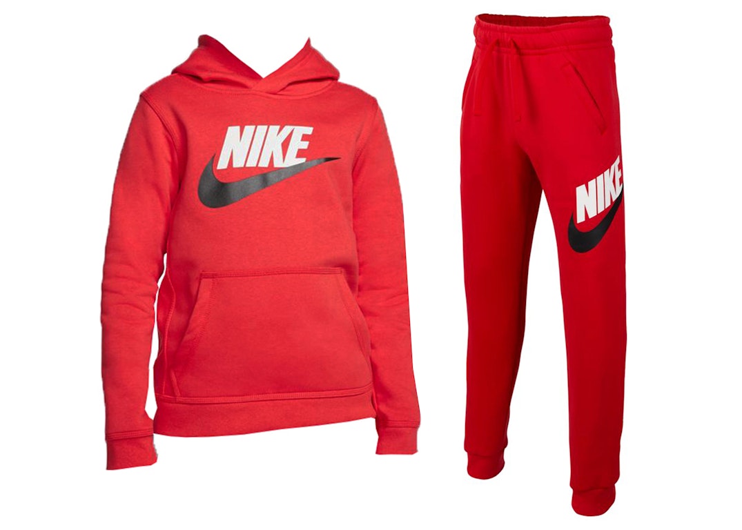 Pre-owned Nike Sportswear Club Fleece Pullover Hoodie & Joggers Set University Red