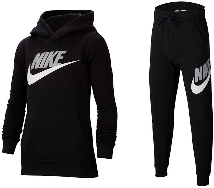 Nike Sportswear Club Pants - Fleece SS23 Set & Black/Light Smoke Pullover Hoodie US - Grey Kids