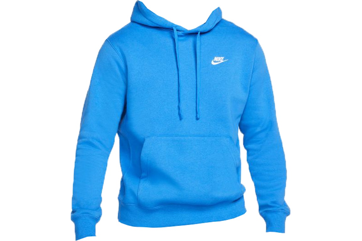 Pre-owned Nike Sportswear Club Fleece Pullover Hoodie Signal Blue/signal Blue/white