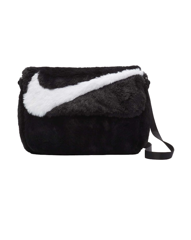 Pre-owned Nike Sportswear Futura 365 Faux Fur Crossbody Bag (1l) Black/black/white