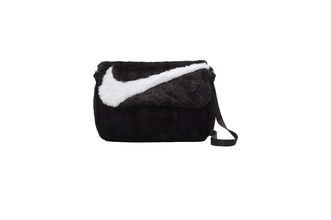 Pre-owned Nike Sportswear Futura 365 Faux Fur Crossbody Bag (1l) Black/black/white