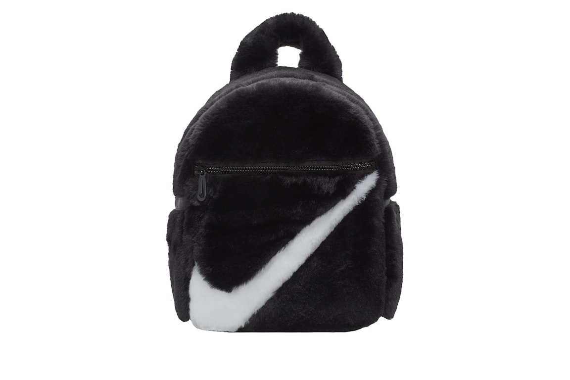 Pre-owned Nike Sportswear Futura 365 Faux Fur Mini Backpack (6l) Black/black/white