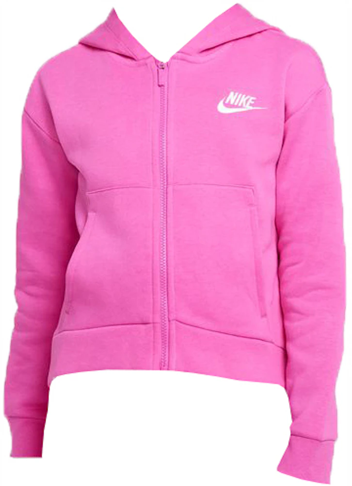 Nike Sportswear Kids Club Fleece Full-Zip Hoodie Active Fuchsia/White Kids'  - FW22 - US