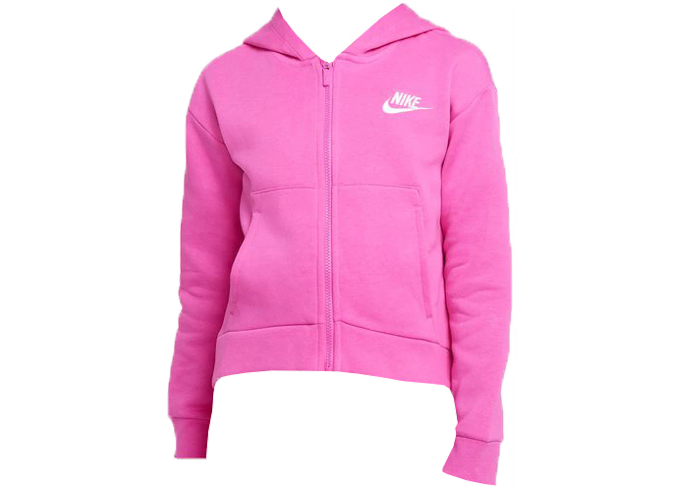 Nike Sportswear Kids Club Fleece Full-Zip Hoodie Active Fuchsia/White Kids'  - FW22 - US