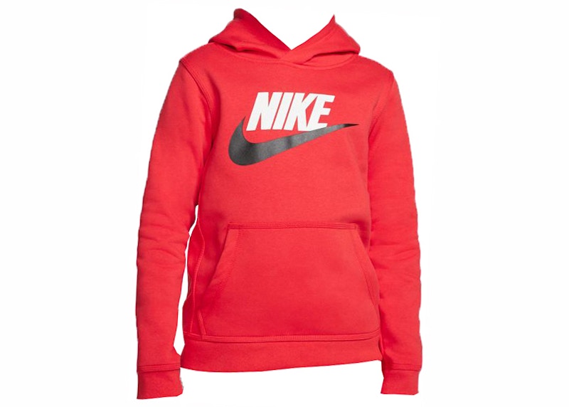 Nike club fleece pullover hotsell hoodie red