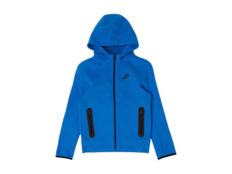 Pre-owned Nike Sportswear Kids Tech Fleece Full Zip Hoodie In Blue/black