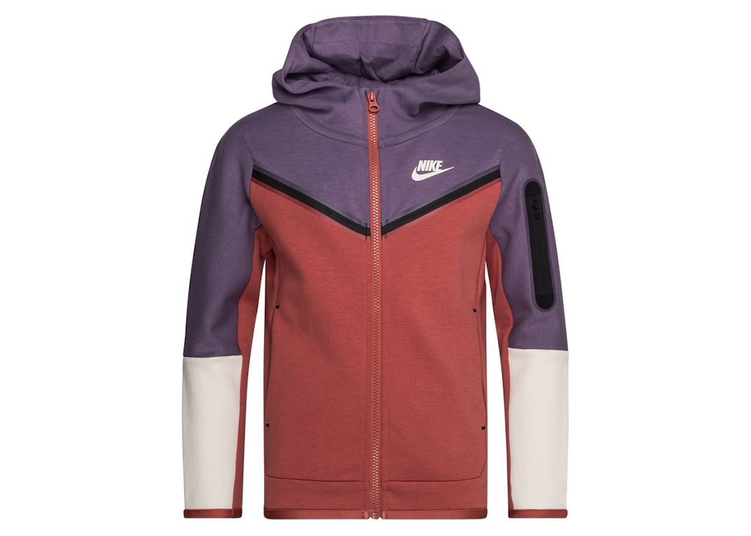 Pre-owned Nike Sportswear Kids' Tech Fleece Full-zip Hoodie Canyon Purple/canyon Rust/light Bone/light Bone