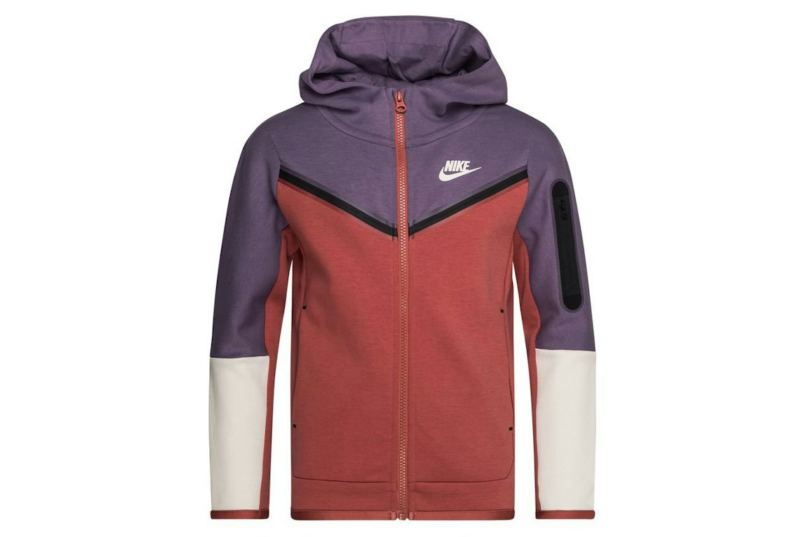 Pre-owned Nike Sportswear Kids' Tech Fleece Full-zip Hoodie Canyon Purple/canyon Rust/light Bone/light Bone