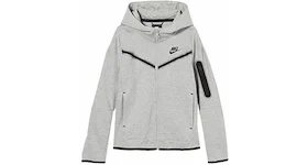 Hoodie Nike Sportswear Kids' Tech Fleece con cremallera completa en gris jaspeado oscuro/negro