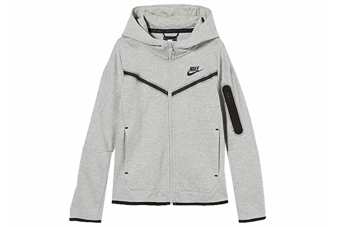 Pre-owned Nike Sportswear Kids' Tech Fleece Full-zip Hoodie (plus Size) Dark Heather Grey/black
