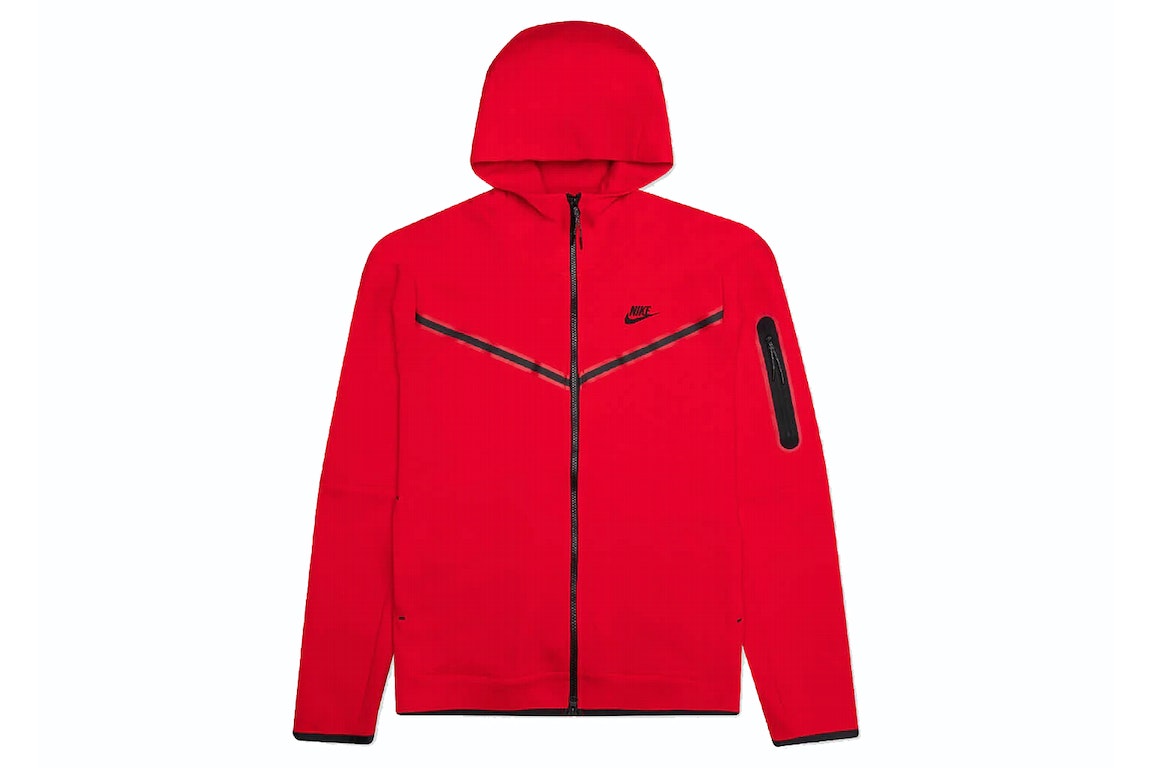 Pre-owned Nike Sportswear Kids' Tech Fleece Full-zip Hoodie University Red/black