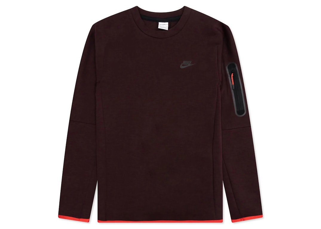Pre-owned Nike Sportswear Tech Fleece Crew Brown Basalt/black