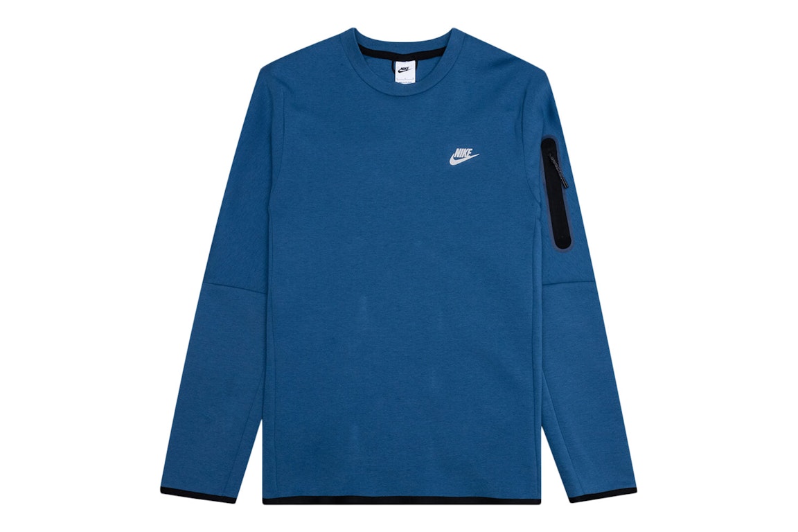 Pre-owned Nike Sportswear Tech Fleece Crew Sweatshirt Dark Marina Blue