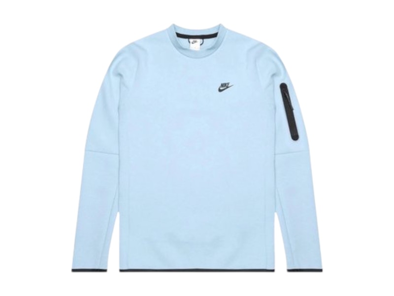 Pre-owned Nike Men's Sportswear Tech Fleece Crewneck Sweatshirt Hoodie In Celestine Blue/white In Multi