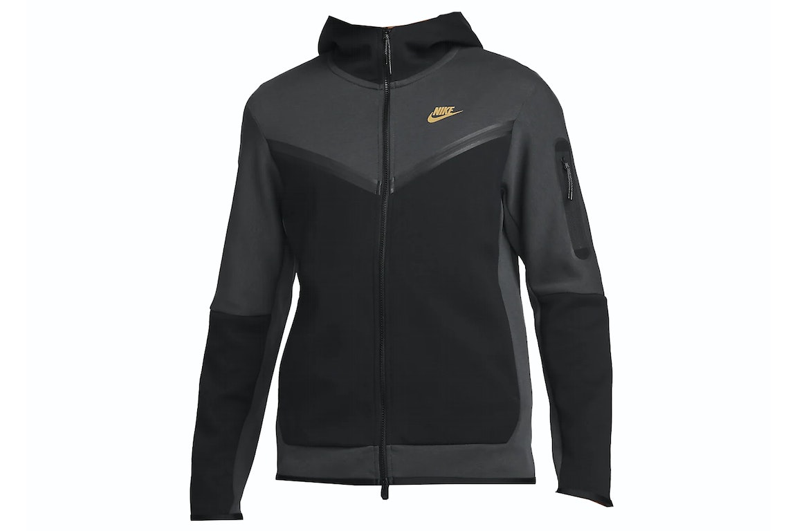 Pre-owned Nike Sportswear Tech Fleece Full-zip Hoodie Dark Smoke Grey/gold