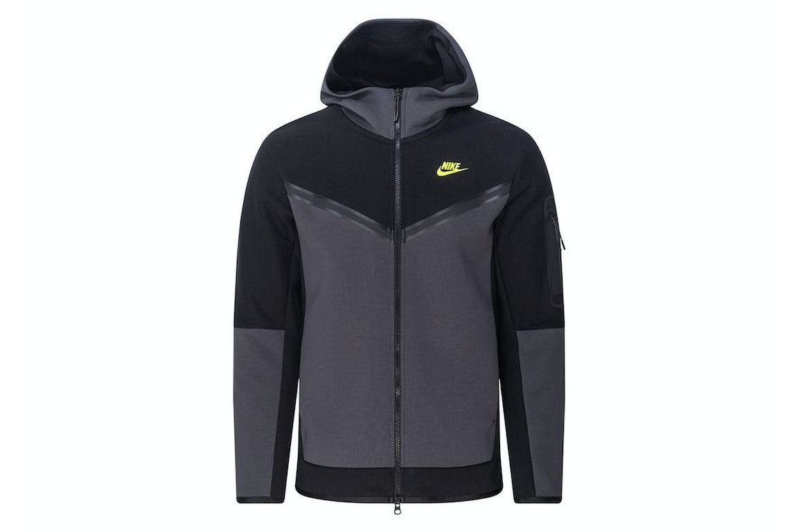 Pre-owned Nike Sportswear Tech Fleece Full-zip Hoodie Black Volt