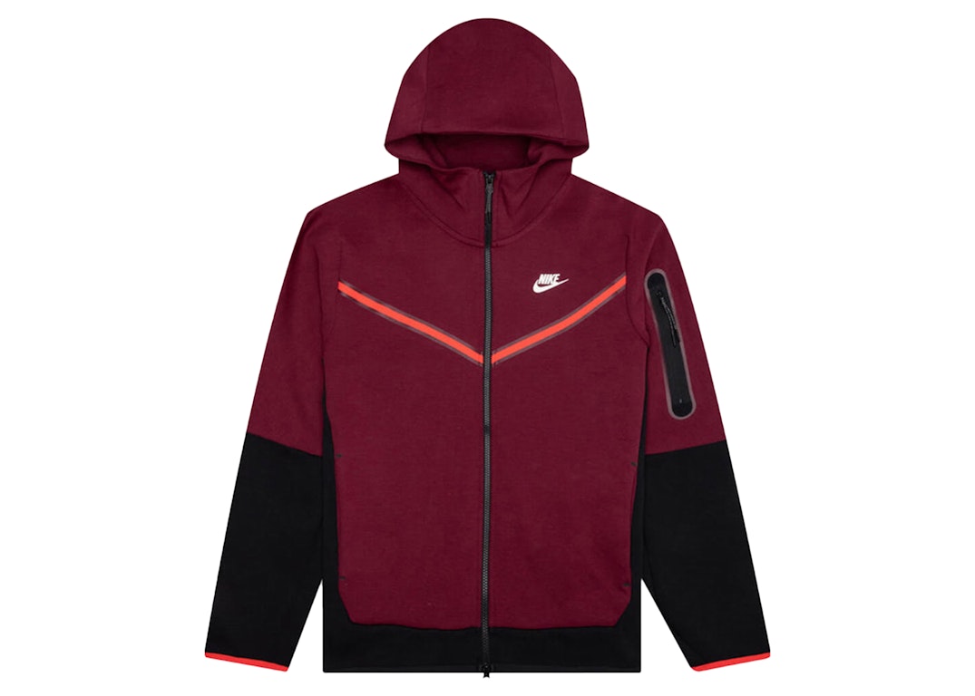 Pre-owned Nike Sportswear Tech Fleece Full-zip Hoodie Dark Beetroot/black/phantom