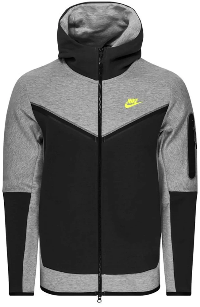 Men\'s Tech Heather/Anthracite/Volt - Sportswear Nike Fleece Hoodie Dark Full-Zip US FW23 - Grey