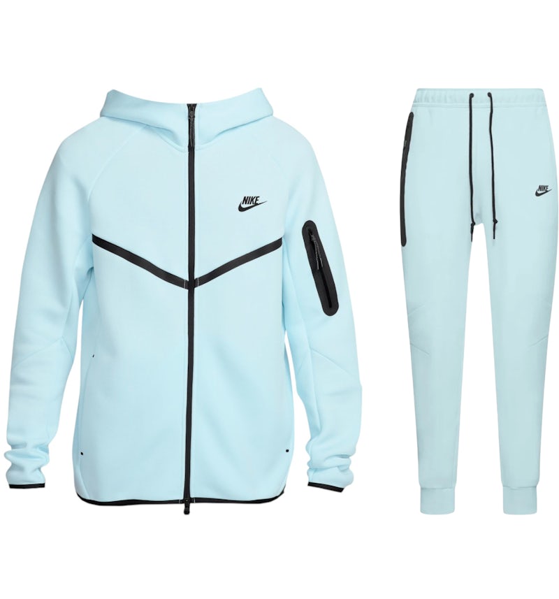 Nike Sportswear Tech Fleece Full Zip Hoodie Jogger Set Glacier