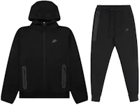 Nike FLEECE PO HOODIE & JOGGER 2PC SET Black - BLACK / LT SMOKE GREY