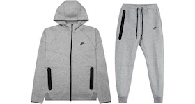 Conjunto de hoodie y pantalones deportivos con cremallera completa Nike Sportswear Tech Fleece en gris jaspeado/negro