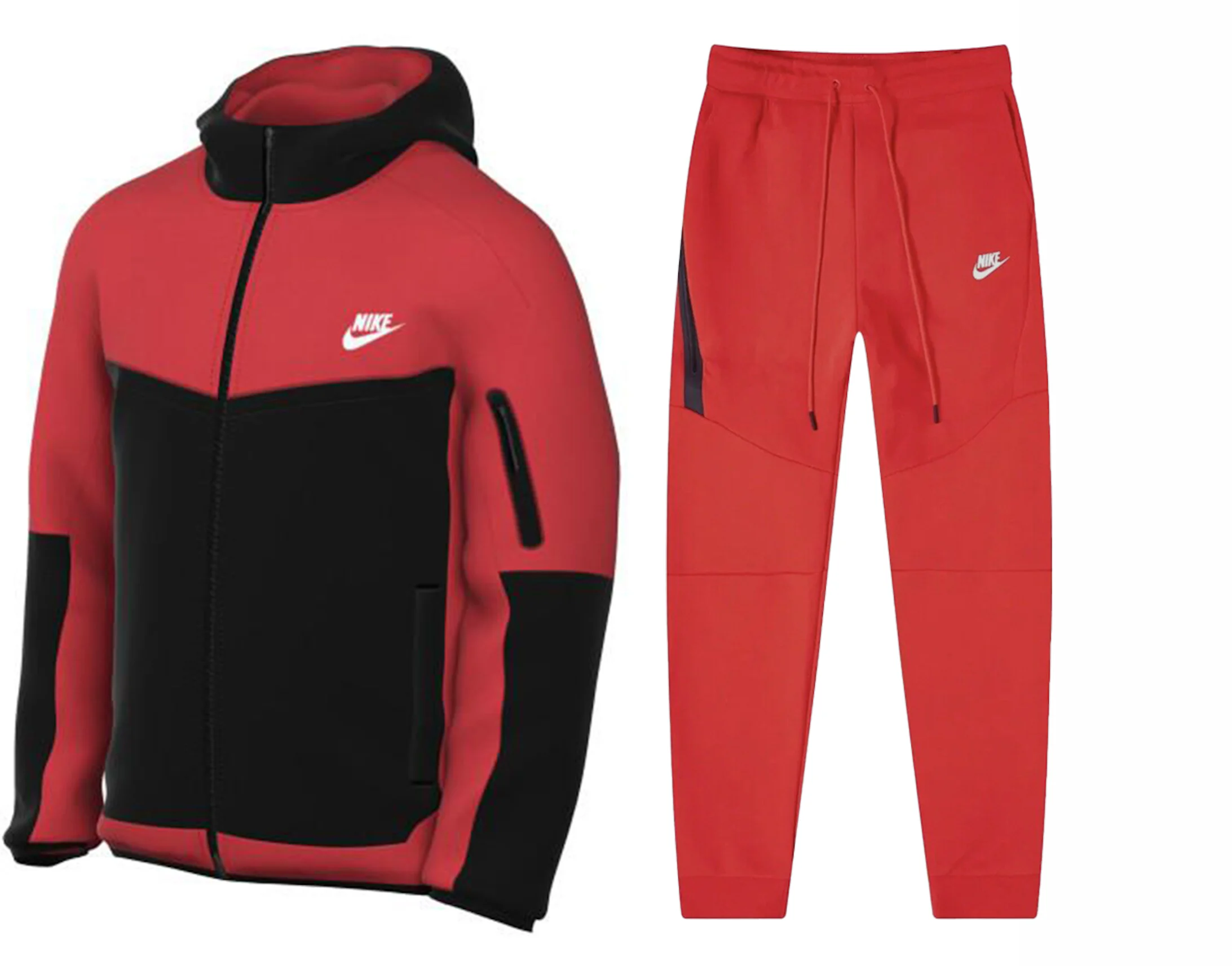 Nike Sportswear Tech Fleece Full Zip Hoodie & Joggers Set Light  Crimson/Black/White