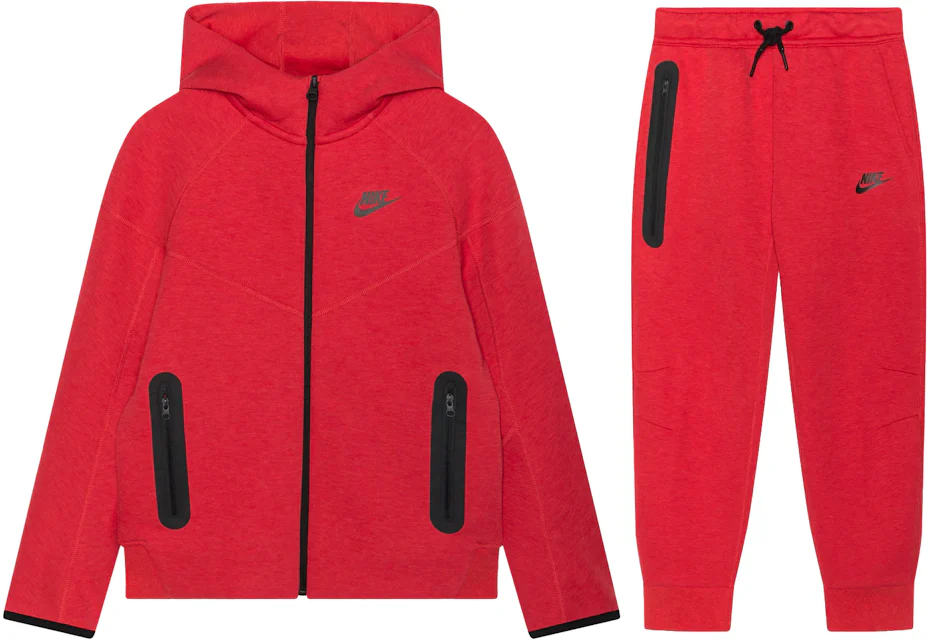 Nike Sportswear Tech Fleece Full-Zip Hoodie & Joggers Set Light University  Red Heather/Black/Black