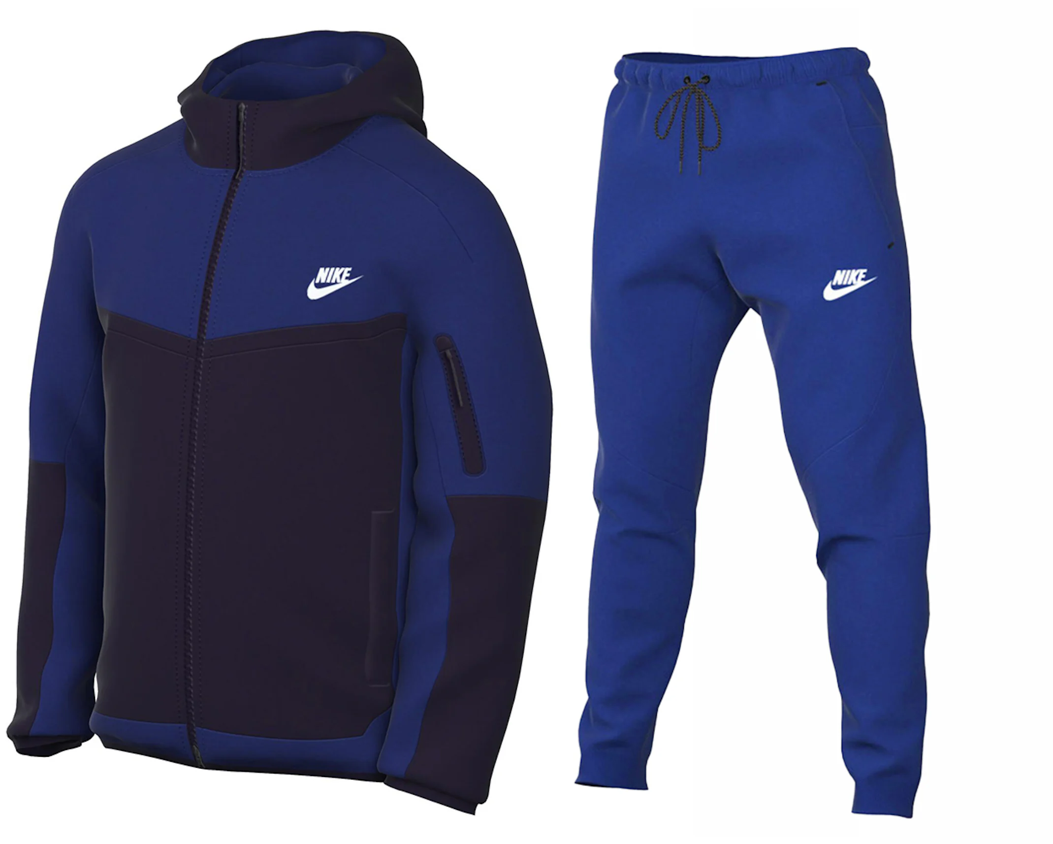Nike Sportswear Tech Fleece Full Zip Hoodie & Joggers Set Old  Royal/Charcoal Grey/Deep Royal Blue