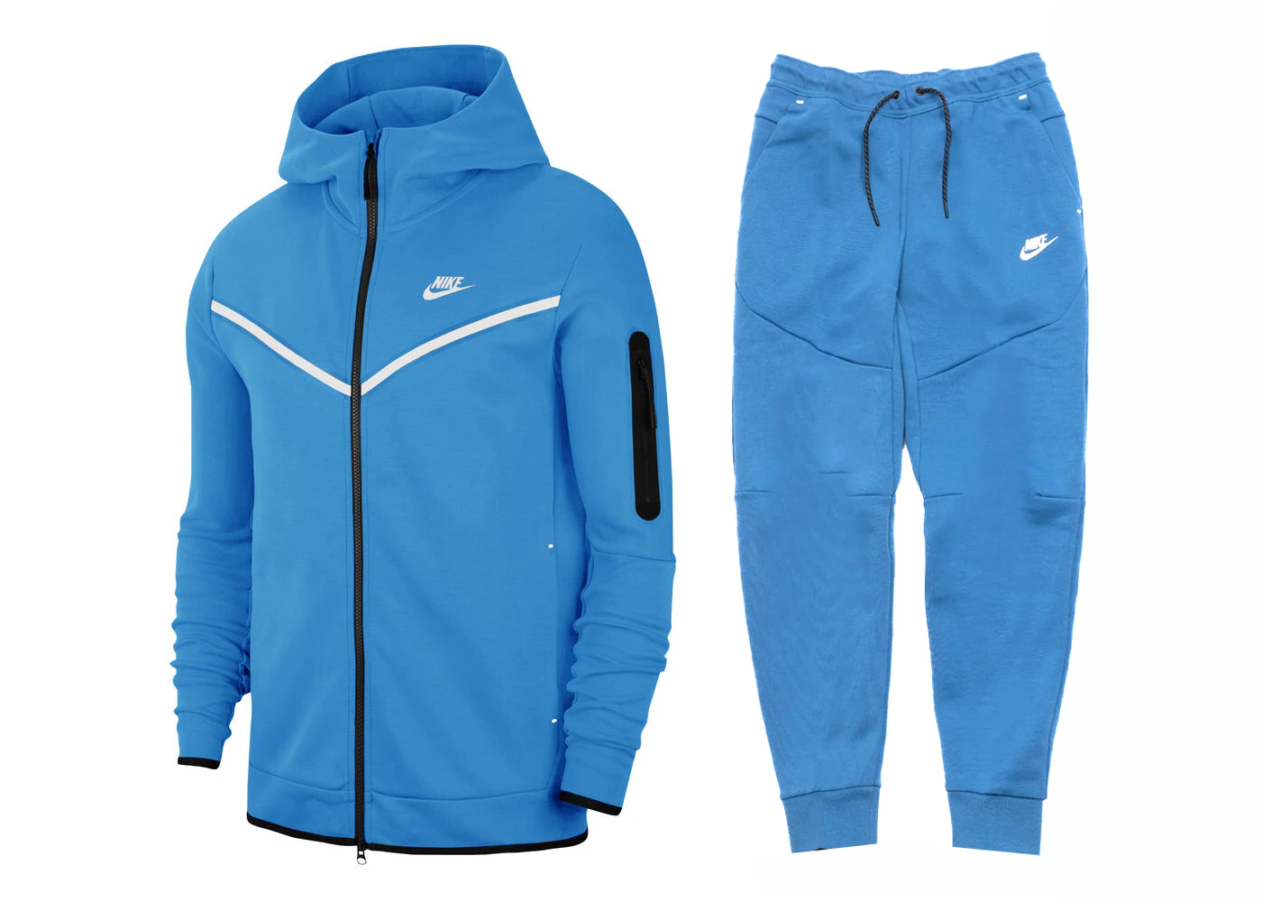 Nike Sportswear Tech Fleece Full Zip Hoodie & Joggers Set Photo Blue ...