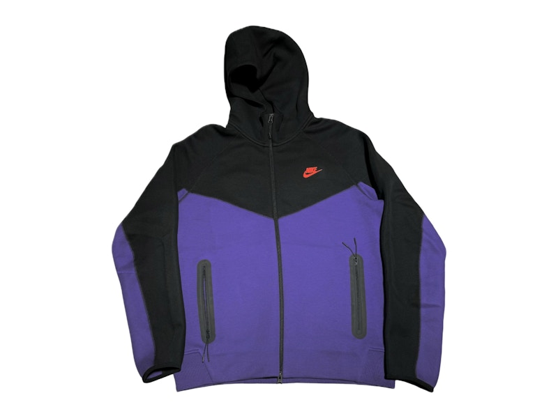Pre-owned Nike Men's Sportswear Tech Fleece Full Zip Hoodie & Joggers Set In Purple/black In Multi