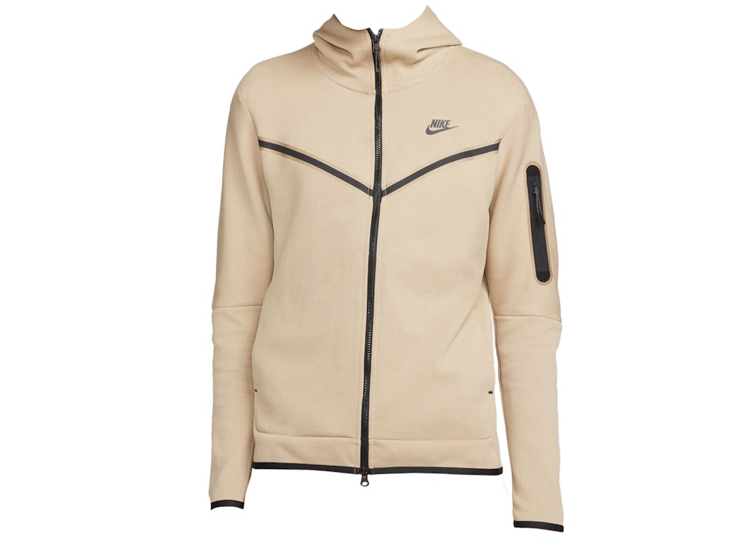 Pre-owned Nike Sportswear Tech Fleece Full-zip Hoodie Khaki/black