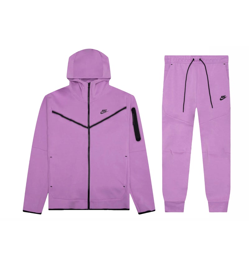 Nike Sportswear Tech Fleece Hoodie Joggers Set Violet Shock