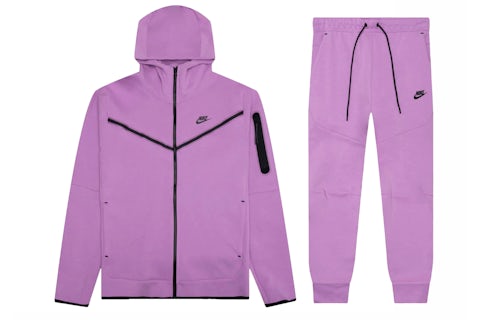Nike Sportswear Tech Fleece Hoodie Joggers Set Violet Shock