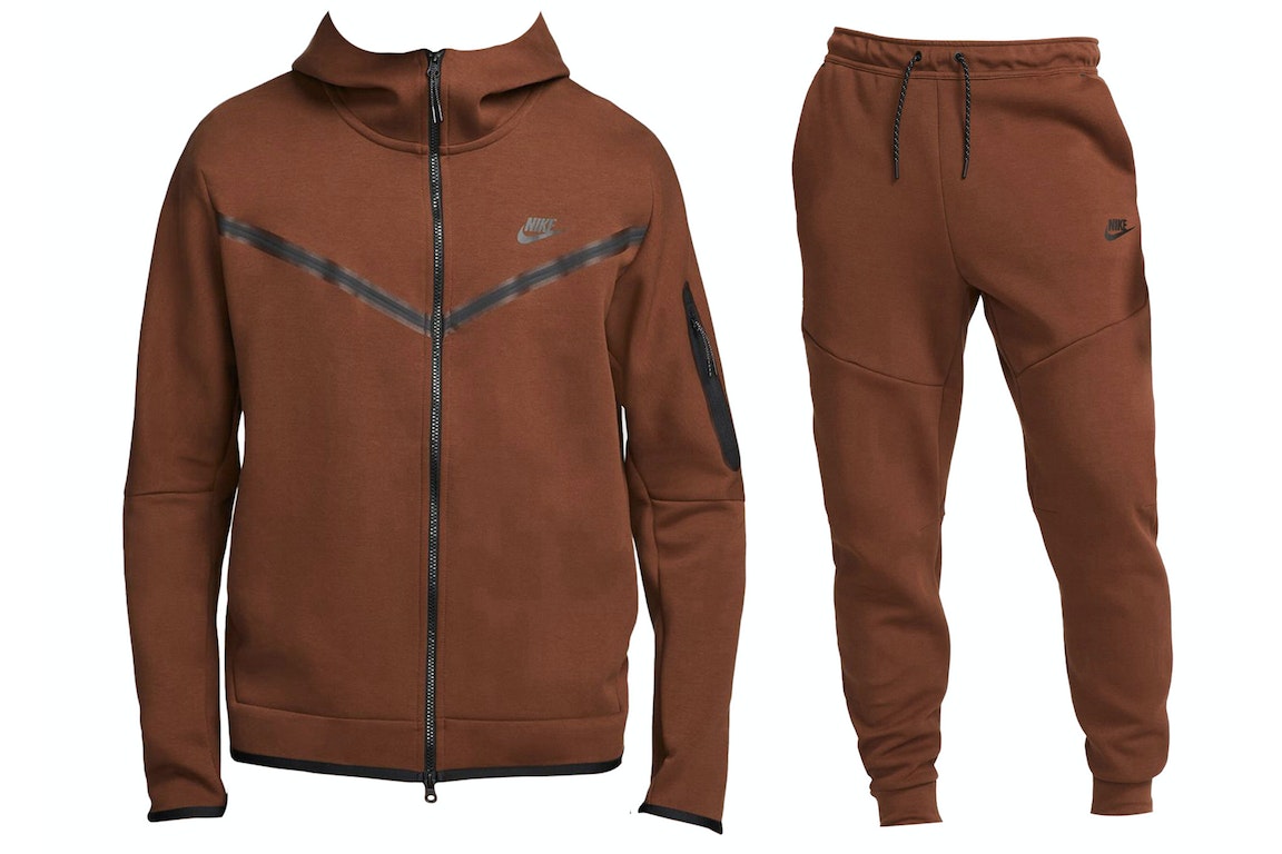 Pre-owned Nike Sportswear Tech Fleece Hoodie & Joggers Set Cacao Wow/black