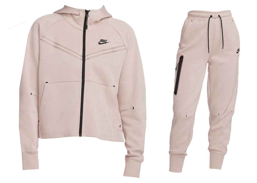 Pre-owned Nike Sportswear Tech Fleece Hoodie & Joggers Set Diffused Taupe/black