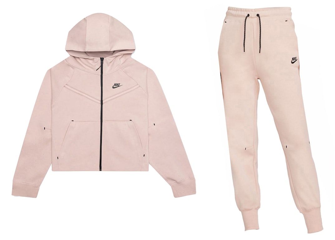 Pre-owned Nike Sportswear Tech Fleece Hoodie & Joggers Set Pink Oxford/black