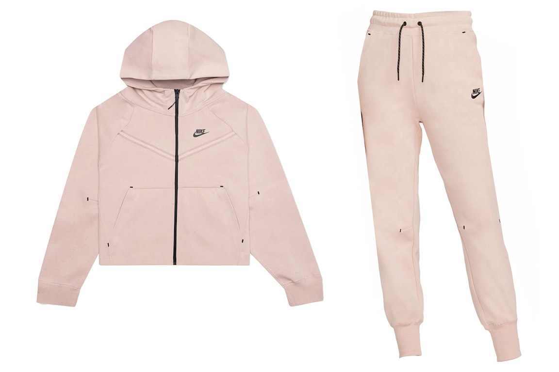 Pre-owned Nike Sportswear Tech Fleece Hoodie & Joggers Set Pink Oxford/black