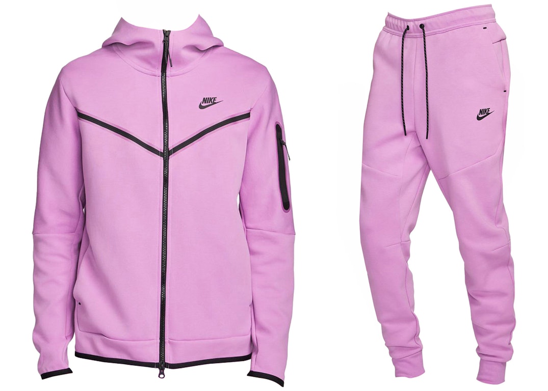 Pre-owned Nike Sportswear Tech Fleece Hoodie & Joggers Set Violet Shock/black