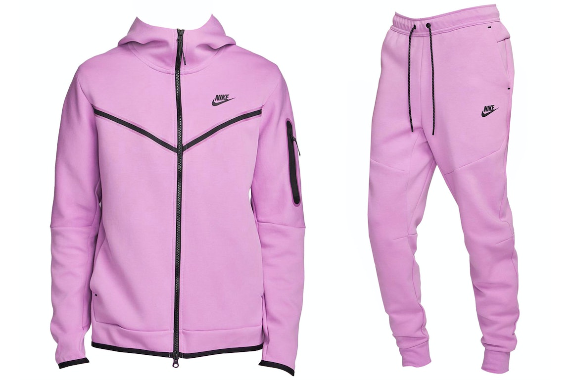 Pre-owned Nike Sportswear Tech Fleece Hoodie & Joggers Set Violet Shock/black