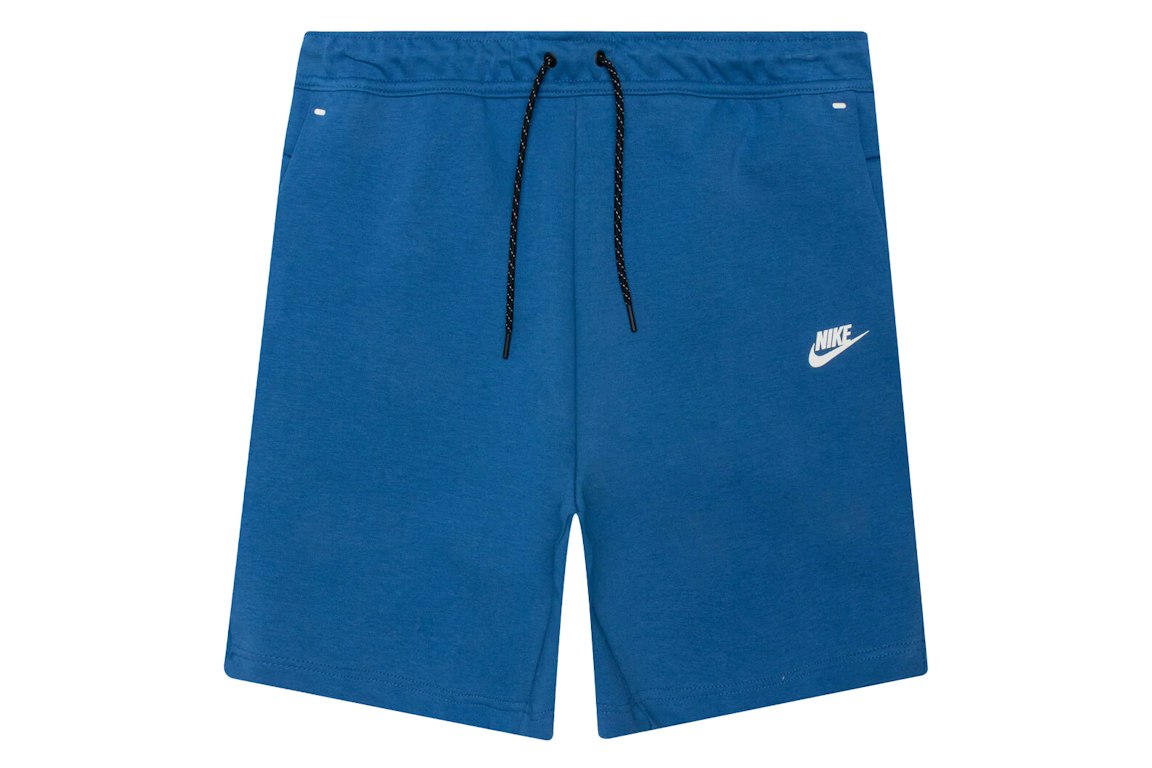 Pre-owned Nike Sportswear Tech Fleece Shorts Marina Blue/light Bone/black