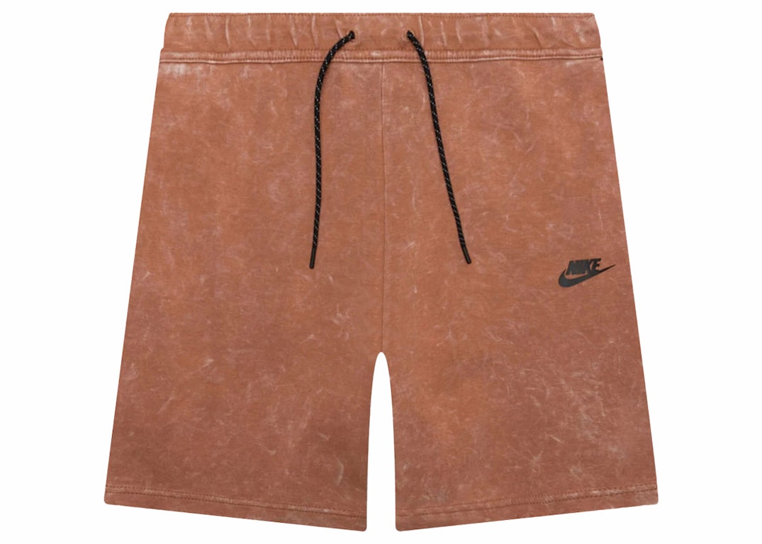 Pre-owned Nike Sportswear Tech Fleece Washed Shorts Mineral Clay/black
