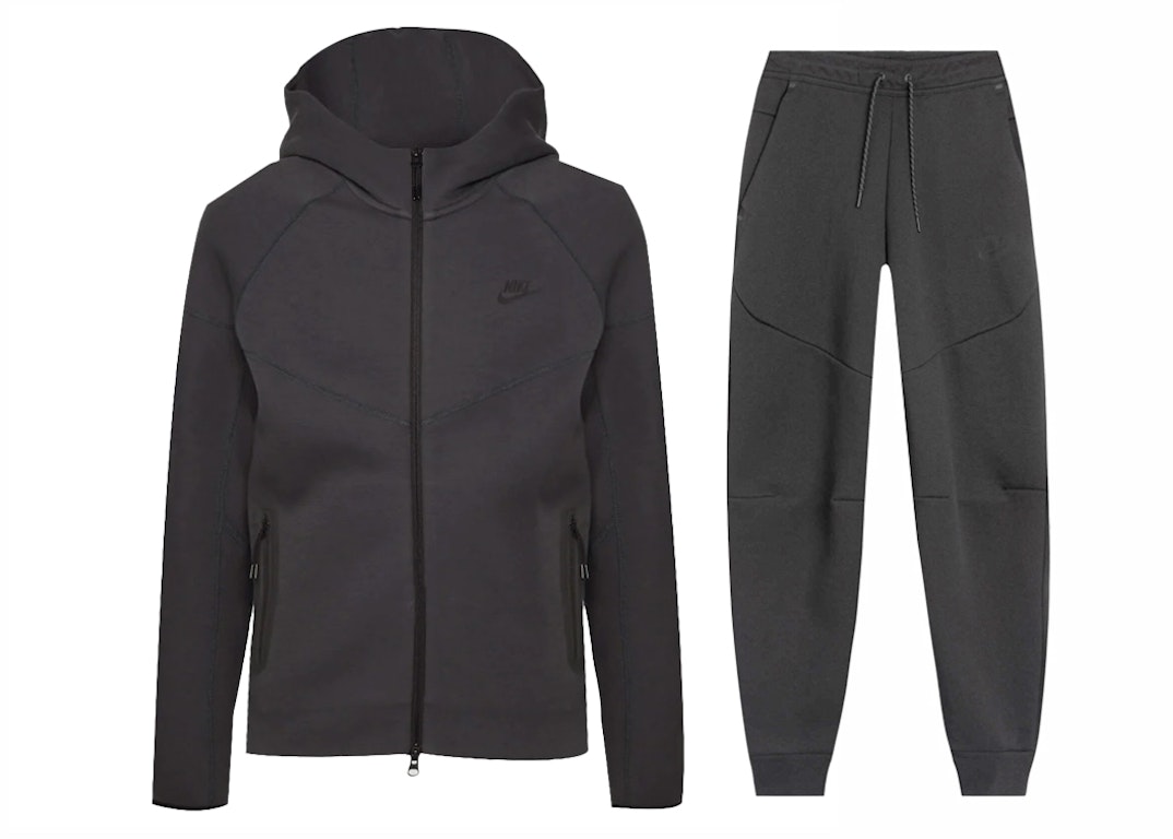 Pre-owned Nike Sportswear Tech Fleece Windrunner Full Zip Hoodie & Joggers Set Anthracite/black