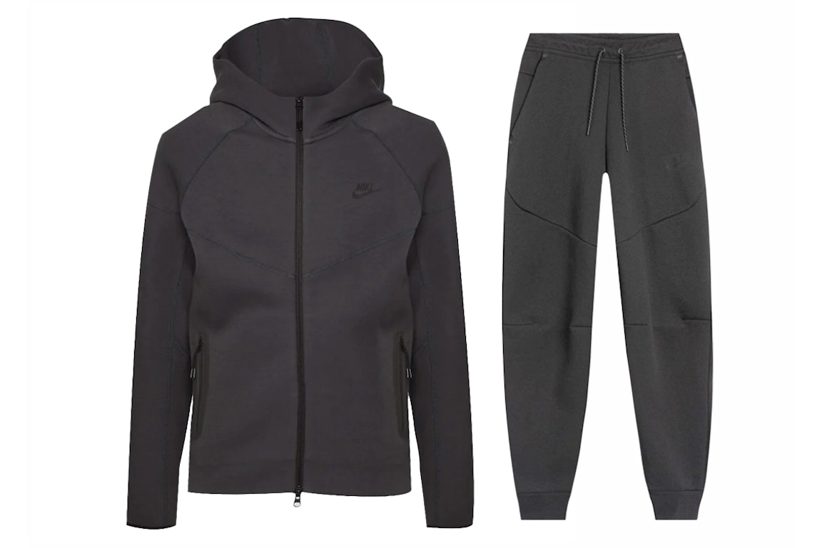 Pre-owned Nike Sportswear Tech Fleece Windrunner Full Zip Hoodie & Joggers Set Anthracite/black