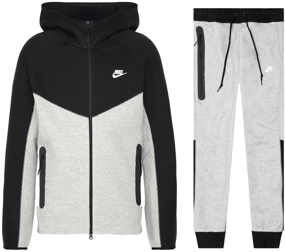 FW23 Grey Windrunner - Zip Nike Hoodie Fleece Set & Heather/Black/White Full Tech Men\'s Sportswear Joggers US Dark -