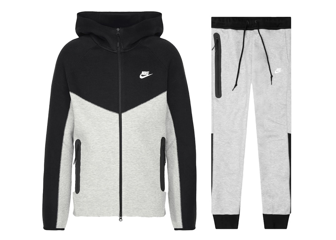 Pre-owned Nike Sportswear Tech Fleece Windrunner Full Zip Hoodie & Joggers Set Dark Grey Heather/black/white