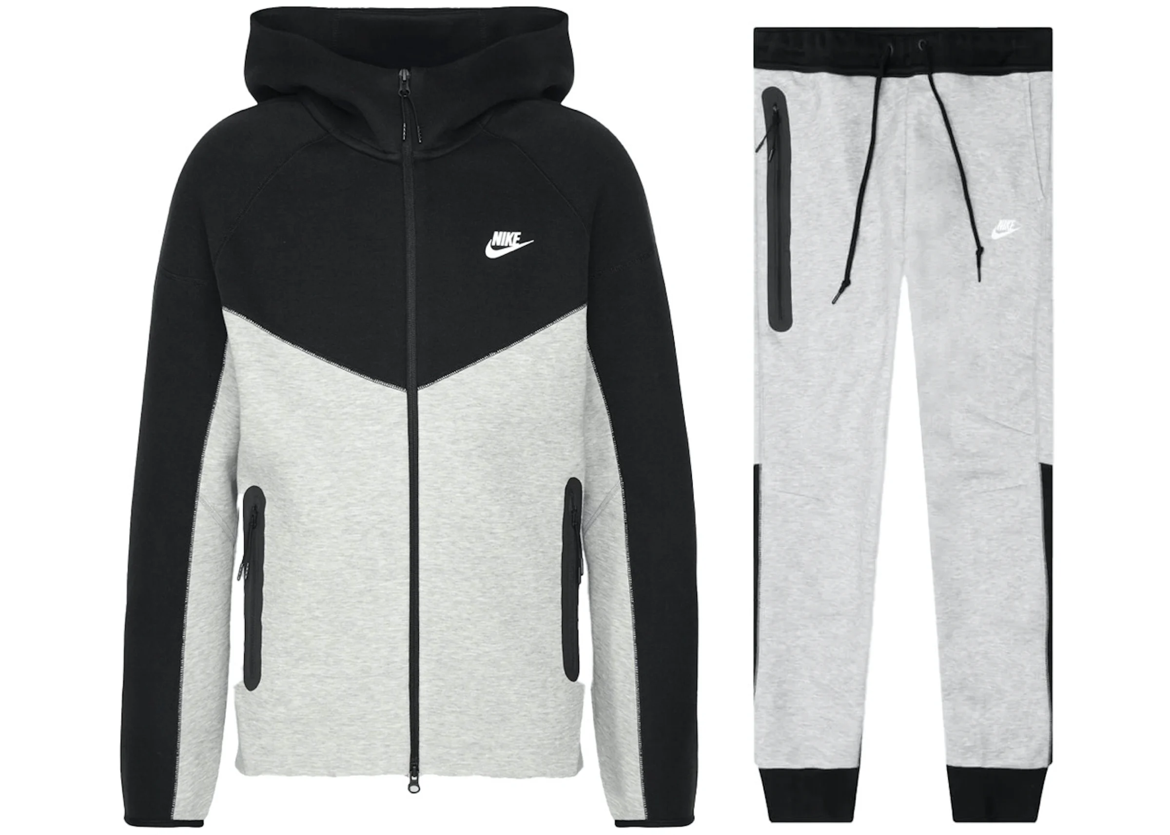 Nike Sportswear Tech Fleece Windrunner Full Zip Hoodie & Joggers Set Dark  Grey Heather/Black/White