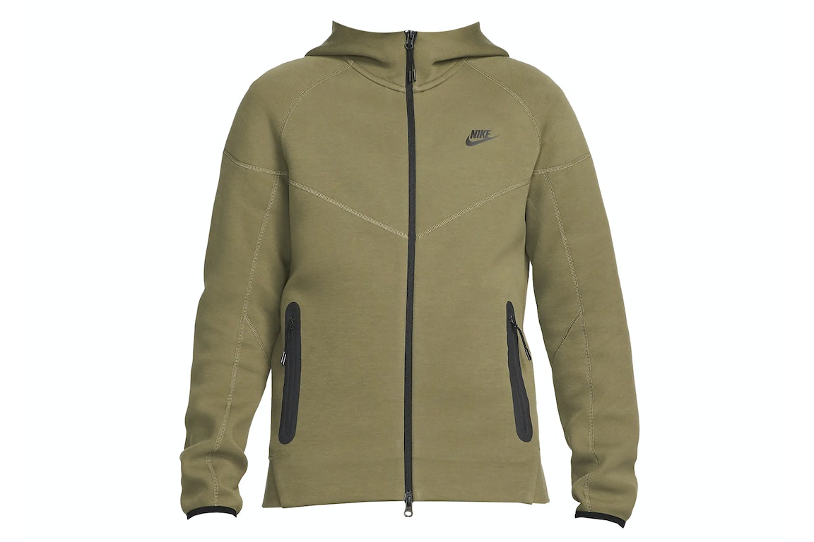 Pre-owned Nike Sportswear Tech Fleece Windrunner Full-zip Hoodie Medium Olive/black